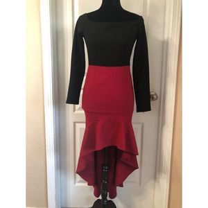 Yiyiyichu Off The Shoulder High/Low Dress